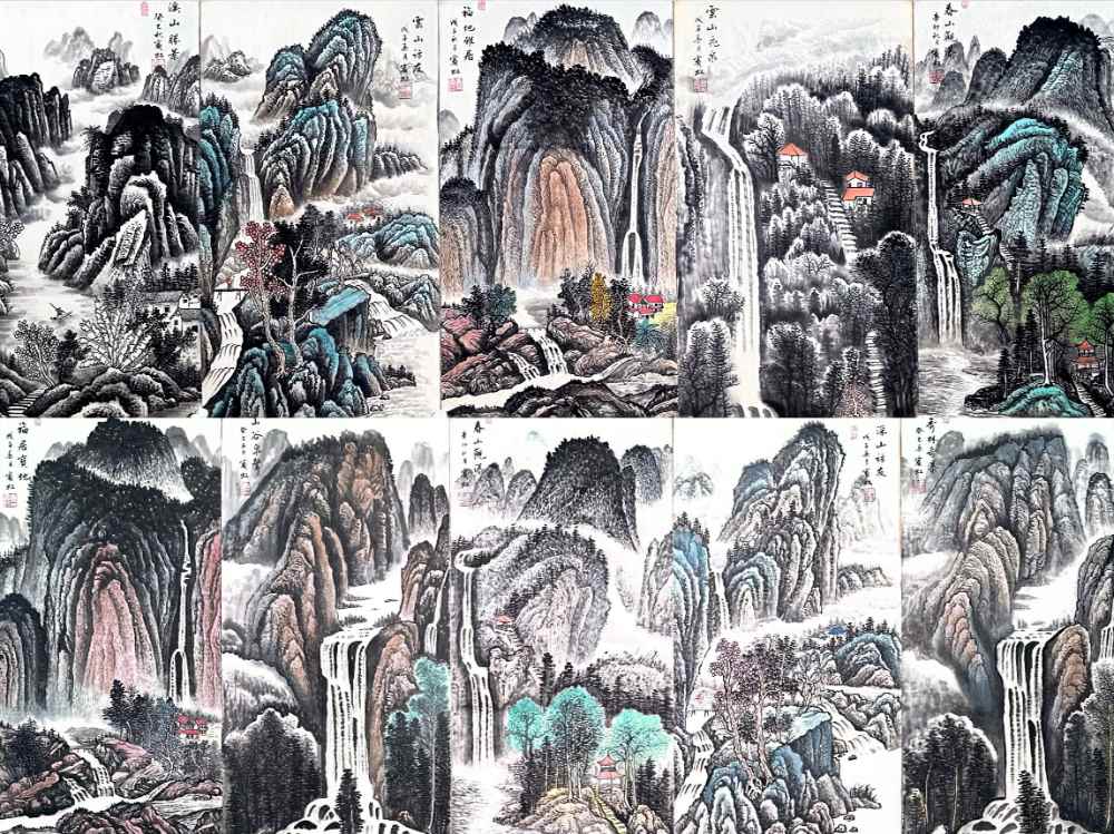 传世国画山水十联画